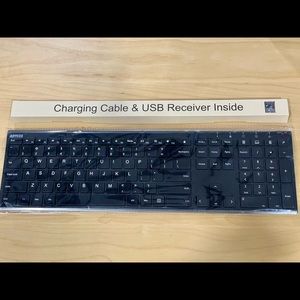 Arteck 2.4 USB wireless keyboard stainless steel ultra slim full size keyboard.